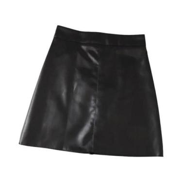 Imagem de Saia Mini Feminina De Cintura Alta Em material sintético, Saia Curta E