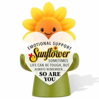 Imagem de YODOCAMP Estatueta de girassol para decoração de mesa, presente de incentivo para colega de trabalho, professor, enfermeira, amigo, positivo, você é um lembrete forte para mesa de escritório e