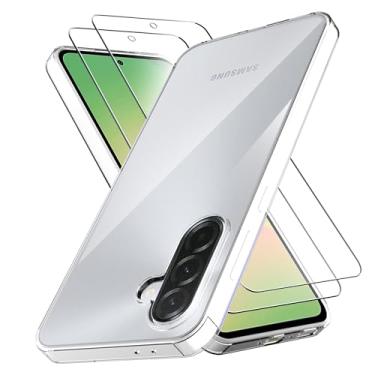 Imagem de Anoowkoa Capa para Samsung Galaxy A57 com 2 unidades de película protetora de tela para Galaxy A57 5G, película de vidro temperado. Capa transparente antiamarelamento. Alta transparência
