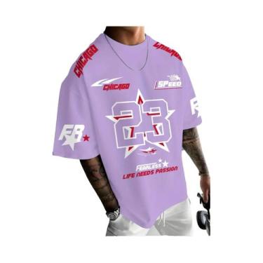 Imagem de Camiseta Masculina Casual De Verão Chicago Preta, Vermelha E Branca Co