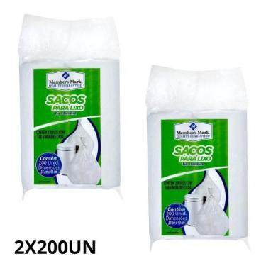 Imagem de Kit 2 pacotes saco para lixo branco members mark 34x40cm 200un  ideal 