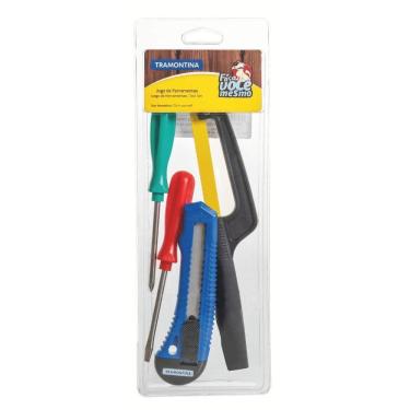 Imagem de Kit De Ferramentas Tramontina Com Estilete Chaves De Fenda E Miniarco De Serra 4 Peças Tramontina