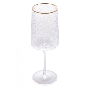 Imagem de Taça Vinho De Cristal Martelado Petra Fio De Ouro 500ml Lyor