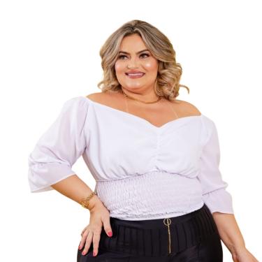 Imagem de BLUSA  PLUS SIZE DOLCE SEDUTTI CROPPED ELASTEX BRANCA