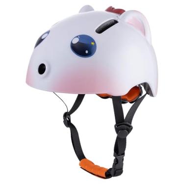 Imagem de Mingzhe CAPACETE DE BICICLETA PARA CRIANÇAS LEVE PC EPS PROTEÇÃO DE IMPACTO PROJETO DESENHO ANIMADO AJUSTÁVEL RESPIRÁVEL CAPACETE SCOOTER CICLISMO 1-6 ANOS IDADE (Rosado Branco)