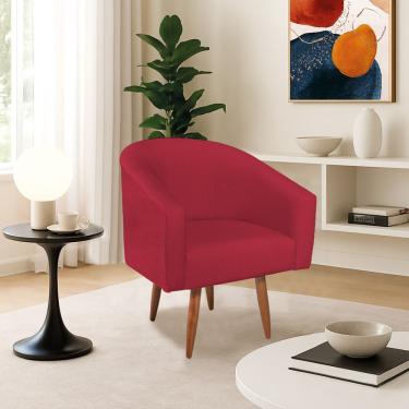Imagem de Poltrona Decorativa Jade Design Moderno Sala De Estar Quarto Escritório Confortável Luxo Pés Palito Suede Vermelho