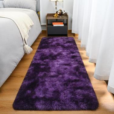 Imagem de Tapete Goideal Fluffy Runner 60x180cm roxo de pele sintética Shag