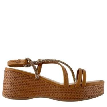 Imagem de Sandália Feminina Mississipi Anabela com Tiras Cruzadas e Detalhes Brilhantes-Feminino