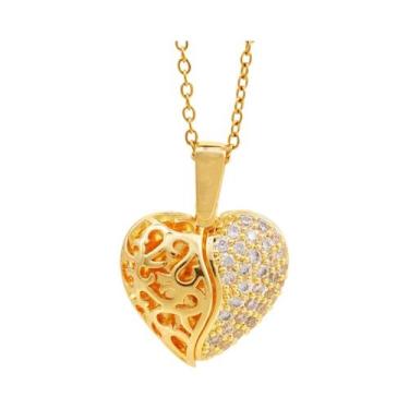 Imagem de Colar Feminino Com Pingente De Coração E Asas De Anjo, Joia Fashion Pa