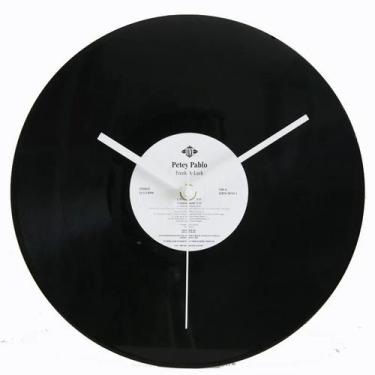 Imagem de Relógio de parede vintage com design de disco de vinil 30x30cm em meta