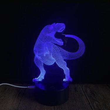 Imagem de Candeeiro de mesa Night Light 3D Dinosaur USB Touch com base preta - T