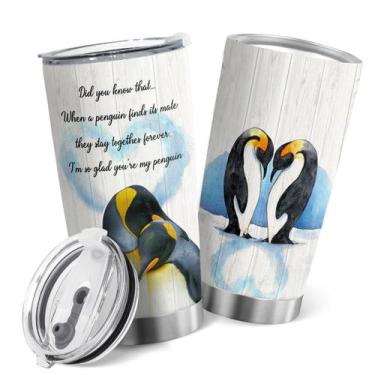 Imagem de Caneca de viagem Oasisdream Tumbler 600 ml com estampa de pinguim