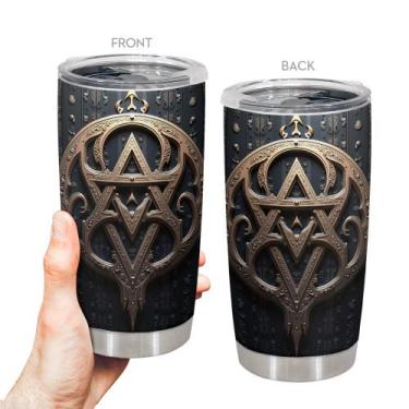 Imagem de Caneca de viagem Oasisdream Tumbler de aço inoxidável 600mL com tampa