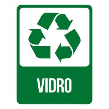 Imagem de Kit 5 Placa Acm Lixo Verde Vidro 18X23 - Sinalizo