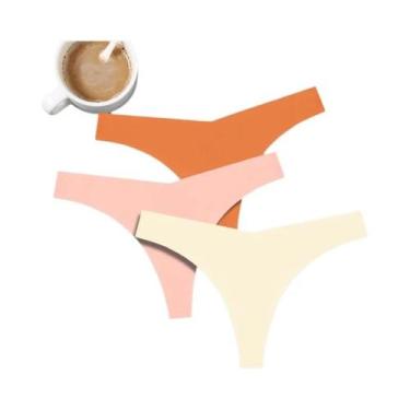 Imagem de Calcinhas Femininas De Seda Gelada Sem Costura, Kit Com 3 Peças, Cintu