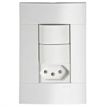 Imagem de Conjunto 2 Interruptores Simples + 1 Tomada 2 Pinos + Terra 10 Amperes 250 Volts Prm44721 Schnei