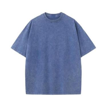 Imagem de Camiseta Masculina Oversized Vintage De Algodão Pesado Lavado Para O V