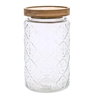 Imagem de Pote de Vidro Hermético Flores Redondo Transparente 1000ml Mantimentos