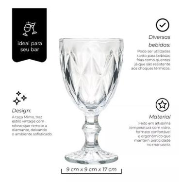 Imagem de Jg 6 Taças Vidro 320ml Vitral Verre Bico Abacaxi Vinho Água - MIMO STY