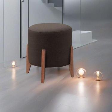 Imagem de Puff Estofado Decorativo Redondo Sala De Estar Madrid Suede Marrom - O