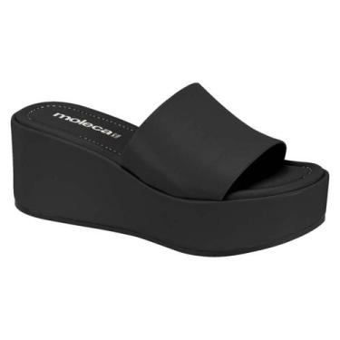 Imagem de Tamanco Feminino Moleca Anabela Plataforma Conforto Original -, Preto,