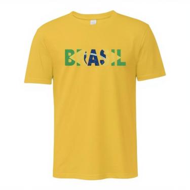 Imagem de Camiseta Casual Bandeira Brasil Manga Curta em Algodão Leve e Confortável Copa do P ao G1-Masculino