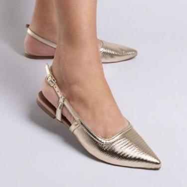 Imagem de Mule Feminino Sapato Bico Fino Sandália Rasteira Aberto Atrás Slingbac