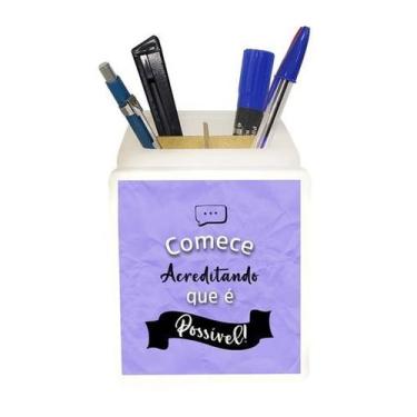 Imagem de Organizador de Mesa Iluminado Começe Acreditando - Desembrulha