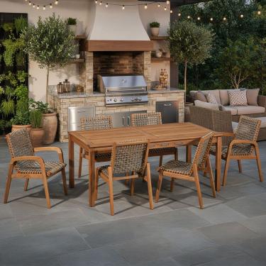 Imagem de Mesa de Jantar Com 04 Cadeiras Sem Braço e 02 Cadeiras Com Braço Trammare C07 Corda Ram...