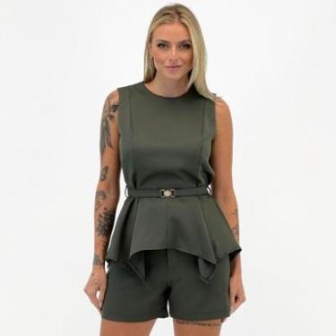 Imagem de Conjunto Analiss Shine Alfaiataria Blusa Regata com Shorts e Cinto Feminino-Feminino