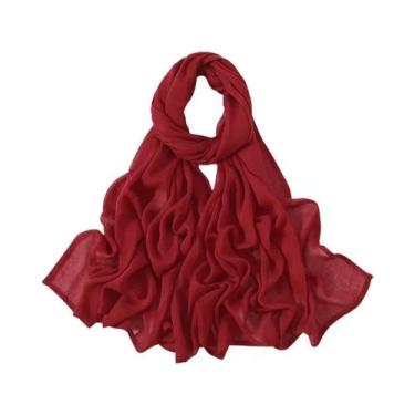 Imagem de Lenço Hijab De Algodão E Rayon Tamanho Grande, Cor Sólida, Para Mulher