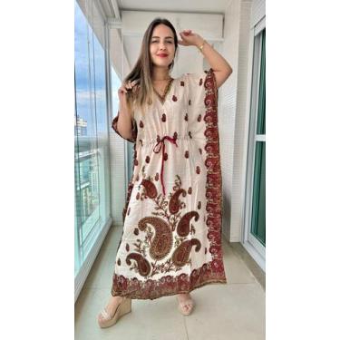 Imagem de Vestido Kaftan Indiano Longo Estampado Plus Size - Cod. 22171 - Aleci 