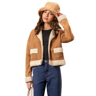Imagem de Jaqueta Cropped Malha Suede Confy Menina Juvenil Inverno Boca Grande R