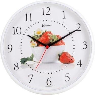 Imagem de Relógio de parede analógico decorativo morango ideal para cozinha herw
