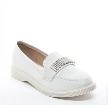 Imagem de Sapato Feminino Moleca Mocassim Oxford 5666106, Branco off, 36