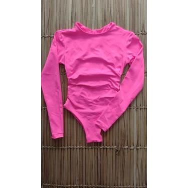 Imagem de Maiô Adulto Fio Duplo Manga Longa Lycra UV50+ Pink Tamanho:PCor:Pink -