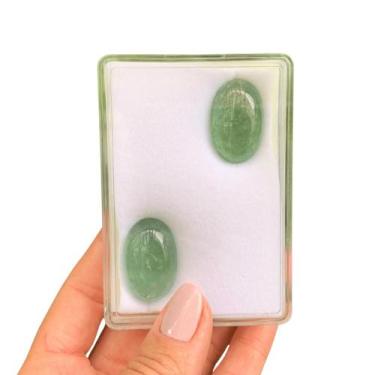 Imagem de Turmalina Verde Oval Cabochão Par 71,69ct - ENE2ESE