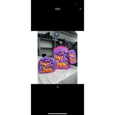 Imagem de Kit Escolar Infantil Bolsa Lancheira Estojo Estampas 3D Menina e Menin