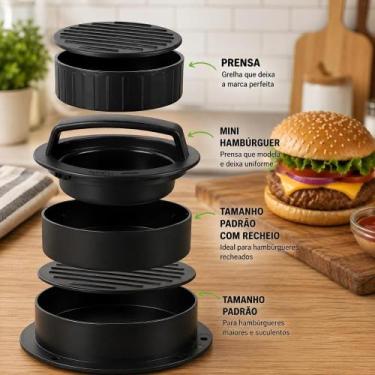 Imagem de Modelador de hambúrguer artesanal 3 em 1 prensa gourmet para mini blen