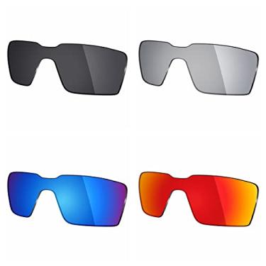 Imagem de 4 pares de lentes polarizadas de substituição Mryok para óculos de sol Oakley Probation – Stealth preto/vermelho fogo/azul gelo/prata titânio