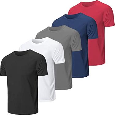 Imagem de Kit 5 Camisetas Masculinas Básicas Lisa Poliéster Premium Cor:Branco:Preto:Cinza:Bordo:Azul;Tamanho:GG