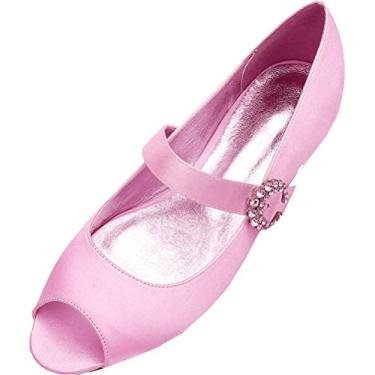Imagem de A shoe store Vestido de noiva feminino Mary Jane sem salto peep toe pump, rosa, 6