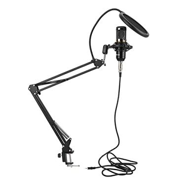 Imagem de Kit de microfone condensador USB, microfone de computador PC com suporte ajustável, suporte para braço de choque, conjunto de microfone podcast de streaming de mesa para gravação de estúdio de vídeo (preto)