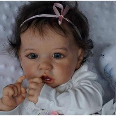 Imagem de KEGUOF 22 polegadas 2.5KG Bebê Renascido,Dia das Crianças Boneca Renascida,Boneca Renascida Feita à Mão Menina de Pelúcia com Real Toque Real Roupas Feitas à Mão Bonecas de Brinquedo recém-nascidas,Silicone body