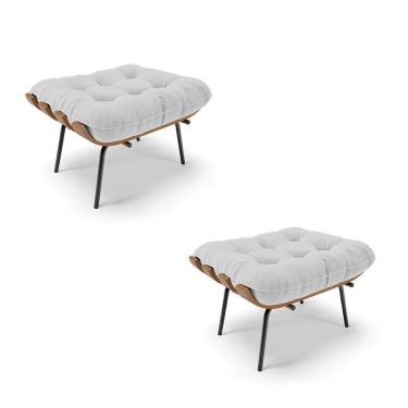 Imagem de Kit 02 Puffs Costela Linho A05 Cinza Claro