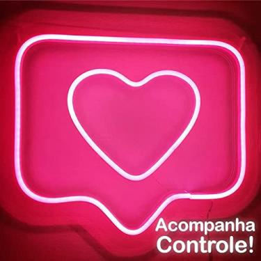 Imagem de Painel Neon Like Instagram Iluminação Rosa 35cm Com Controle