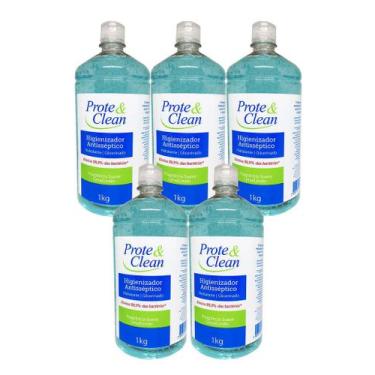 Imagem de Álcool Gel 70% Higienizador Antisséptico Prote & Clean 1Kg - Kit 5 Uni