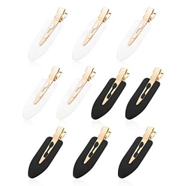Imagem de Gootty Grampos de cabelo sem vincos para mulheres estilo de cabelo maquiagem 10 peças grampos de cabelo sem dobra grampos de pino para franja preto branco