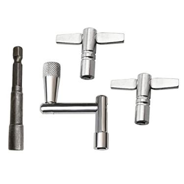 Imagem de TUOREN Pacote com 4 chaves quadradas de tambor de roda de movimento contínuo ferramenta de hardware cromada