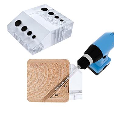 Imagem de (90C & 45C, 1) - Muzata Drill Guide for Cable Railing Kit Lag Screw Fitting Wood Post Installation, Fit 90 Degree Horizontal Deck and 45 Degree Angled Stair, Visible Drilling Template Jig, Patent Design CT10,CT1